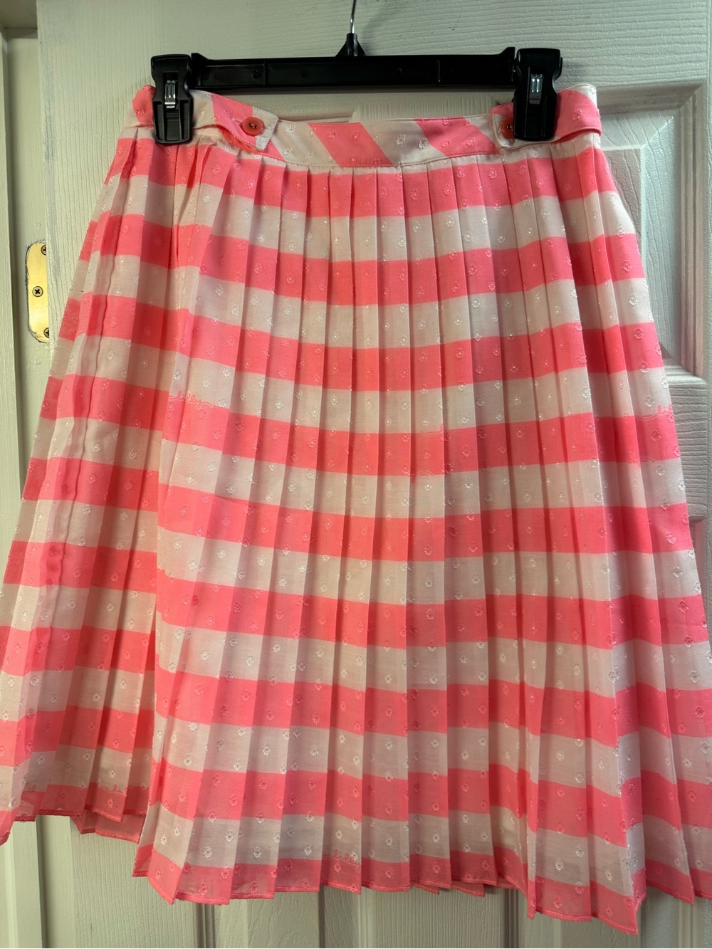 Lilly Pulitzer Coral Pink and Ivory Striped Pleated Skirt